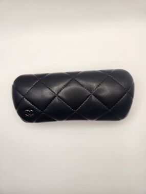 CHANEL Black Quilted  Eye/sunglasses Case